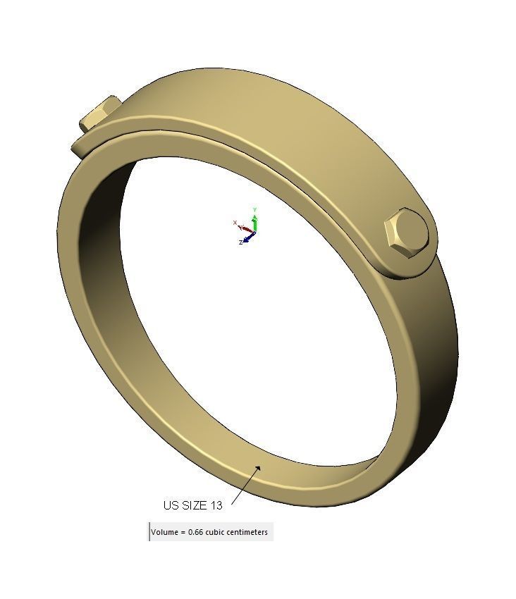 Bolted engravable round tag ring US size 5to13 3D print model_16