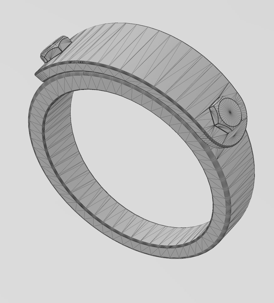 Bolted engravable round tag ring US size 5to13 3D print model_13