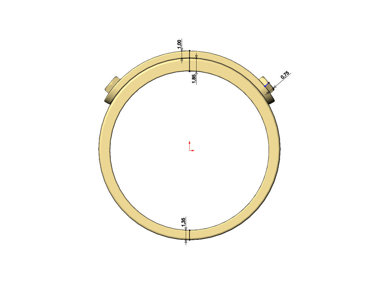 Bolted engravable round tag ring US size 5to13 3D print model_5