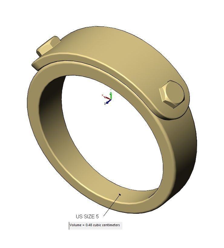 Bolted engravable round tag ring US size 5to13 3D print model_15