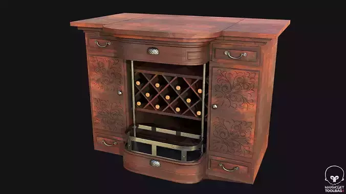 Wine Cabinet PBR Game Ready