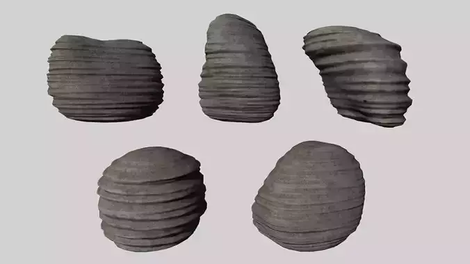 Rock Set stone beehive Low-poly 3D model