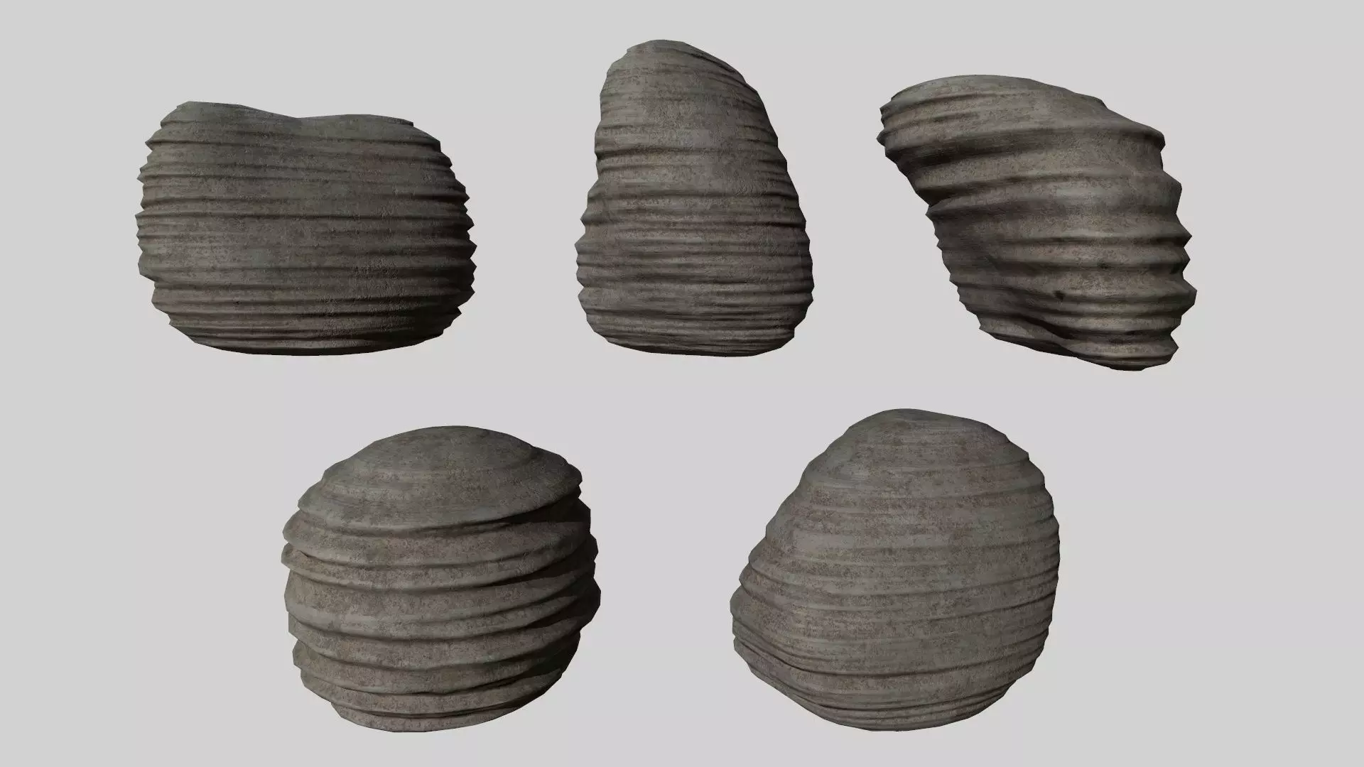 Rock Set stone beehive Low-poly 3D model