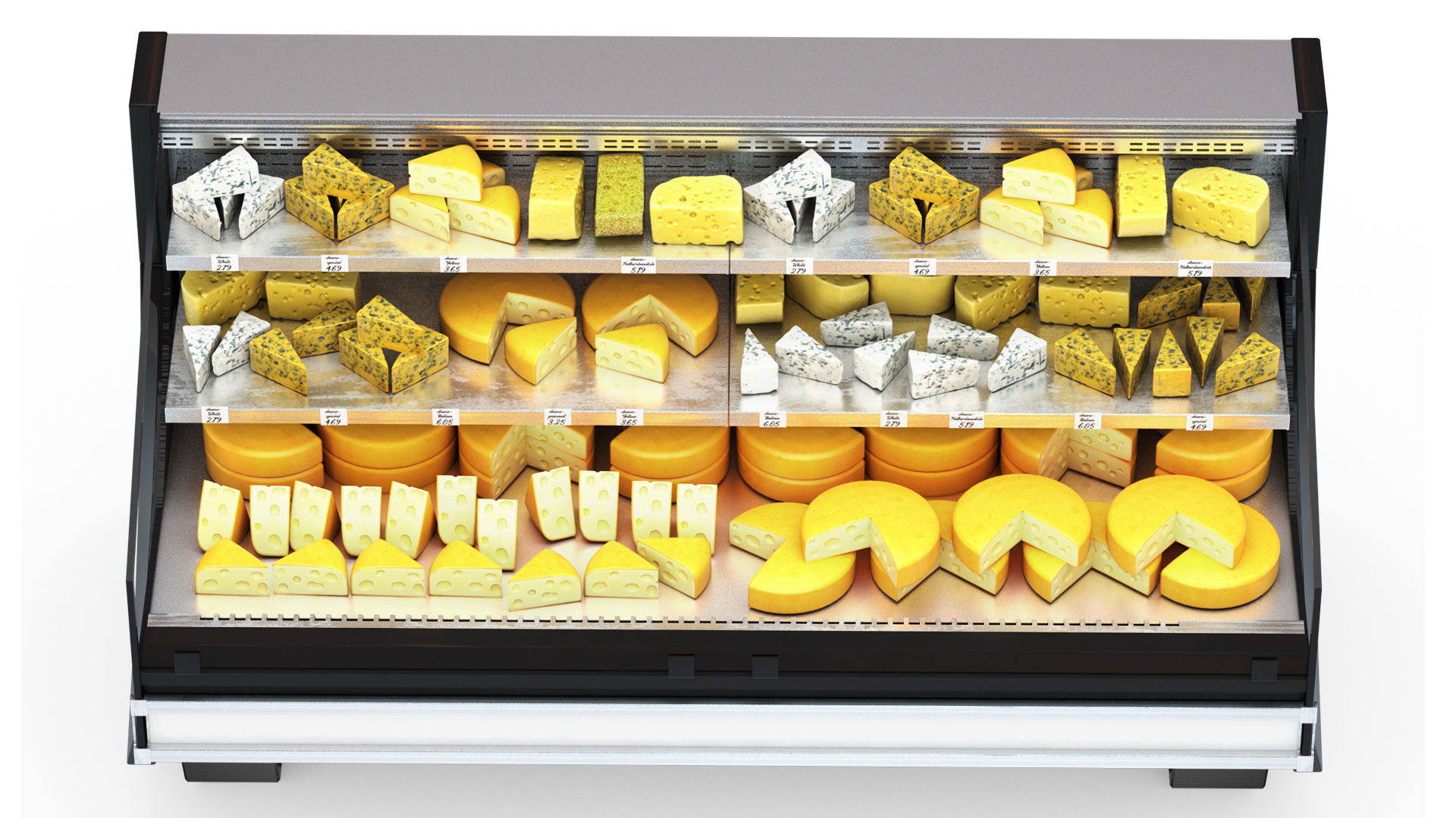 Refrigerated Display Case with Cheese 3D model_3