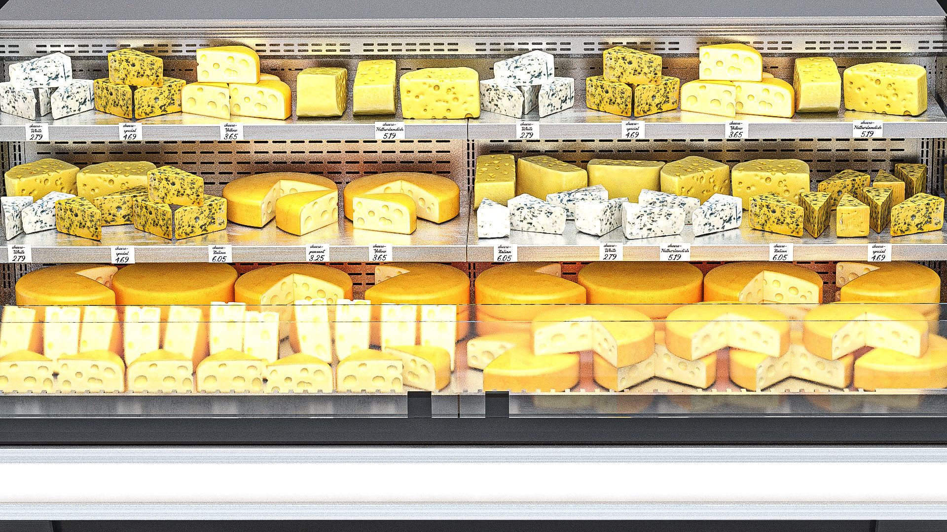 Refrigerated Display Case with Cheese 3D model_4