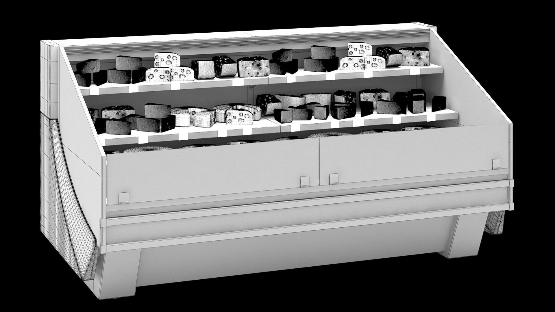 Refrigerated Display Case with Cheese 3D model_5