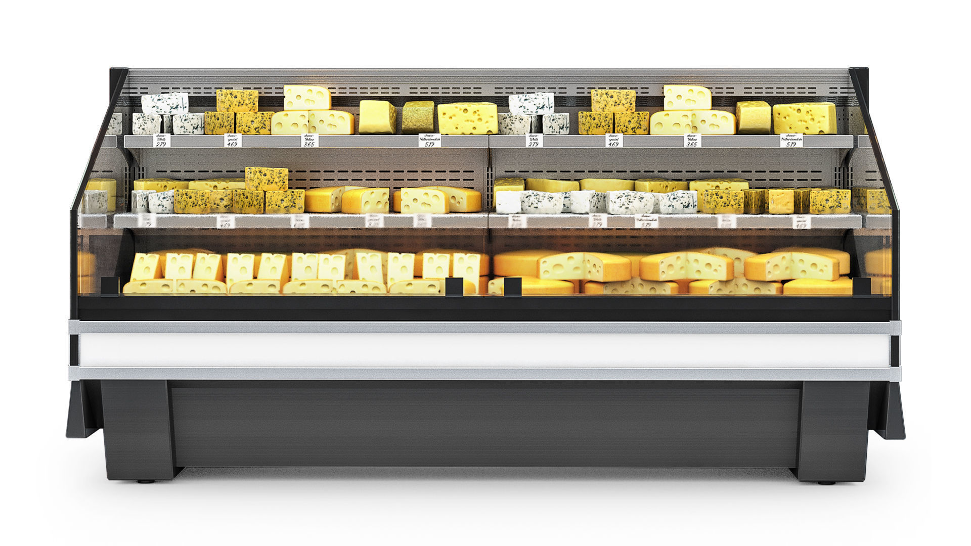 Refrigerated Display Case with Cheese 3D model_2