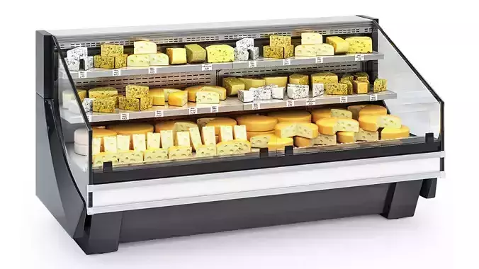 Refrigerated Display Case with Cheese