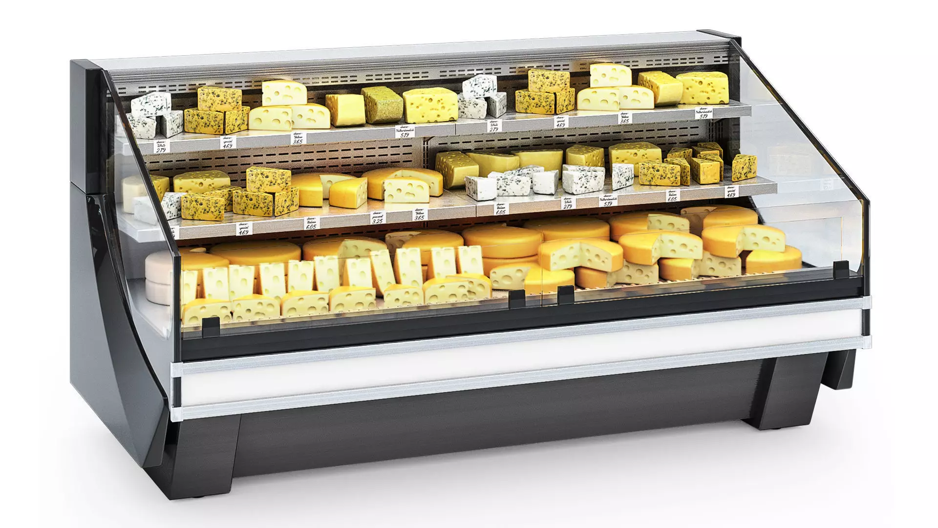 Refrigerated Display Case with Cheese 3D model_0