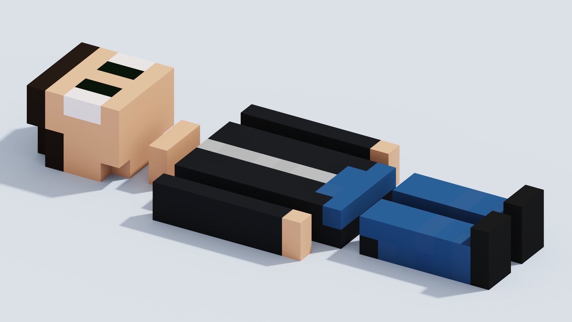 Voxel Human T12 Low-poly 3D model_3