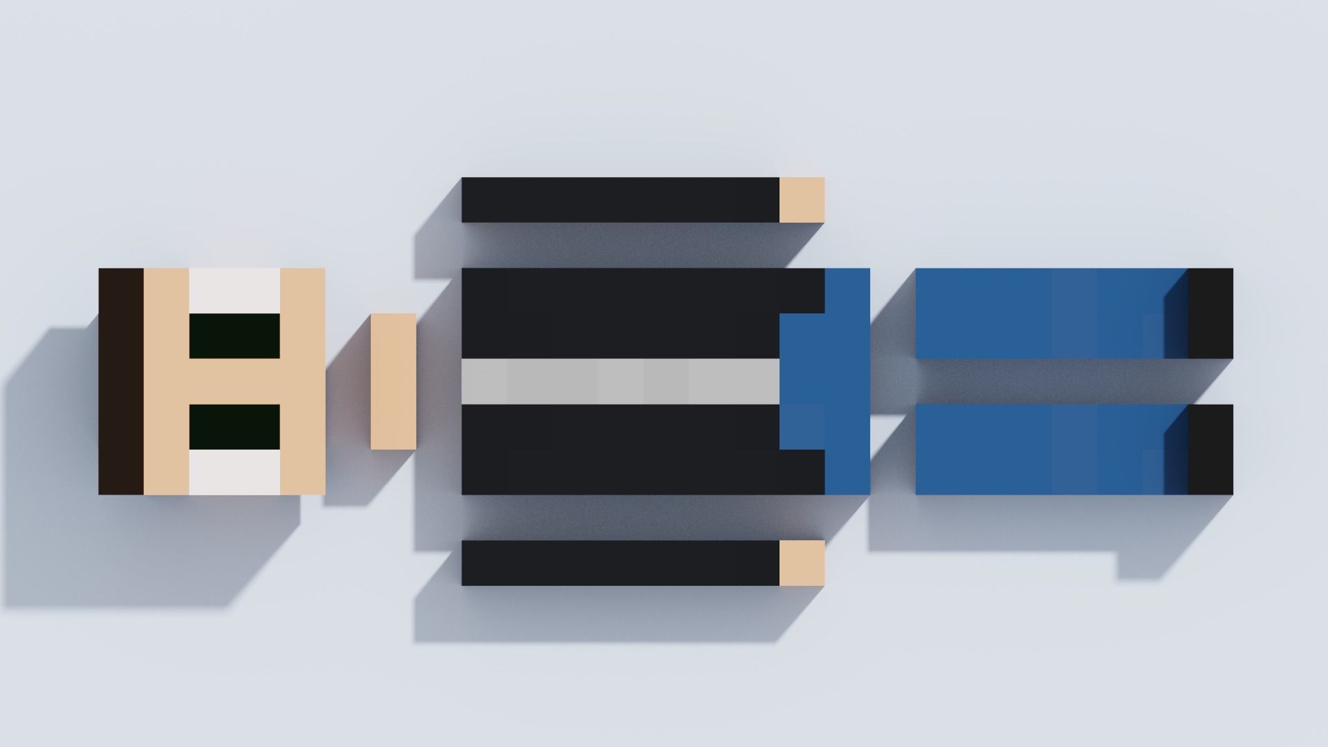 Voxel Human T12 Low-poly 3D model_4