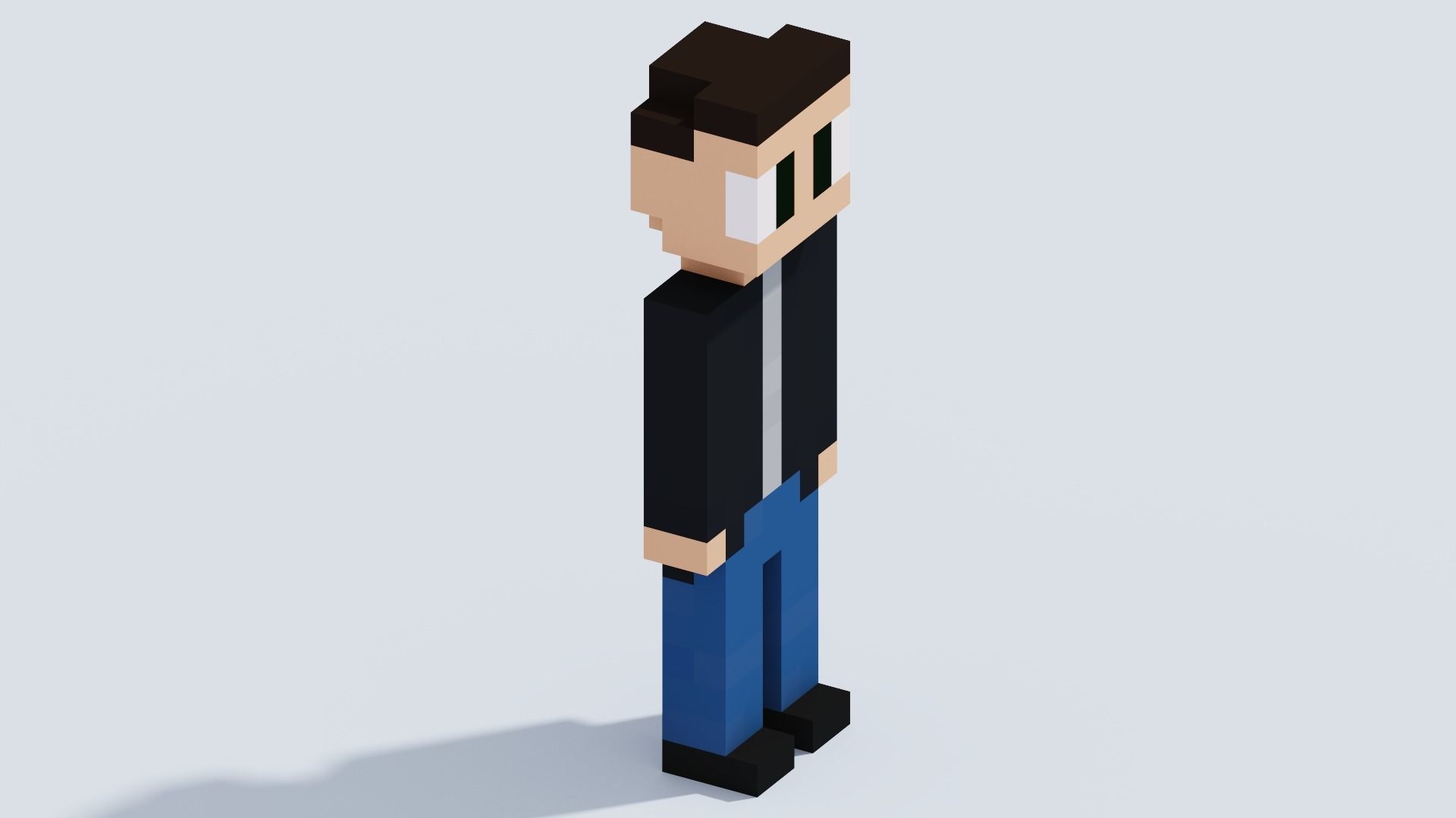 Voxel Human T12 Low-poly 3D model_1