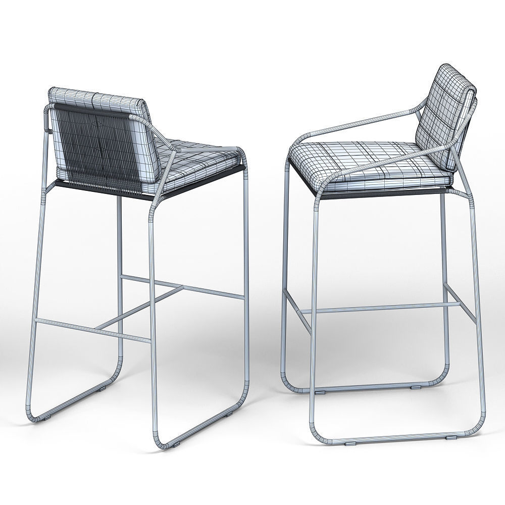 Sandur Bar stool With Arm 3D model_2