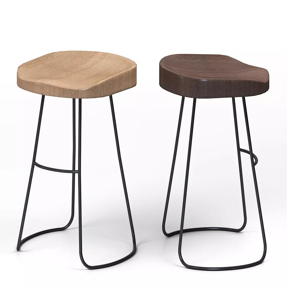 wood and metal bar stools 3D model