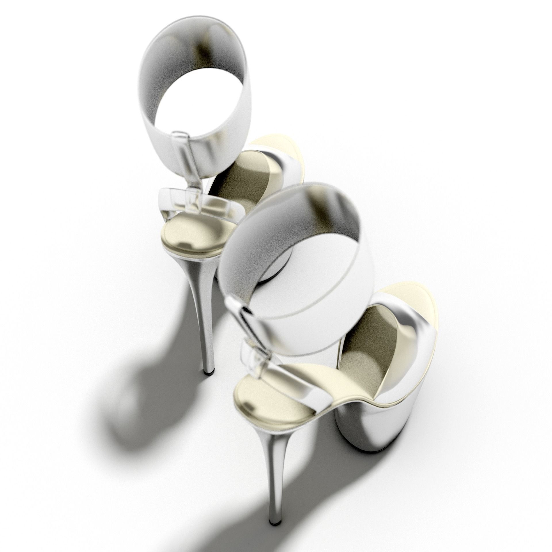 Women Clear Platform High Heel Sandals 3D model_3