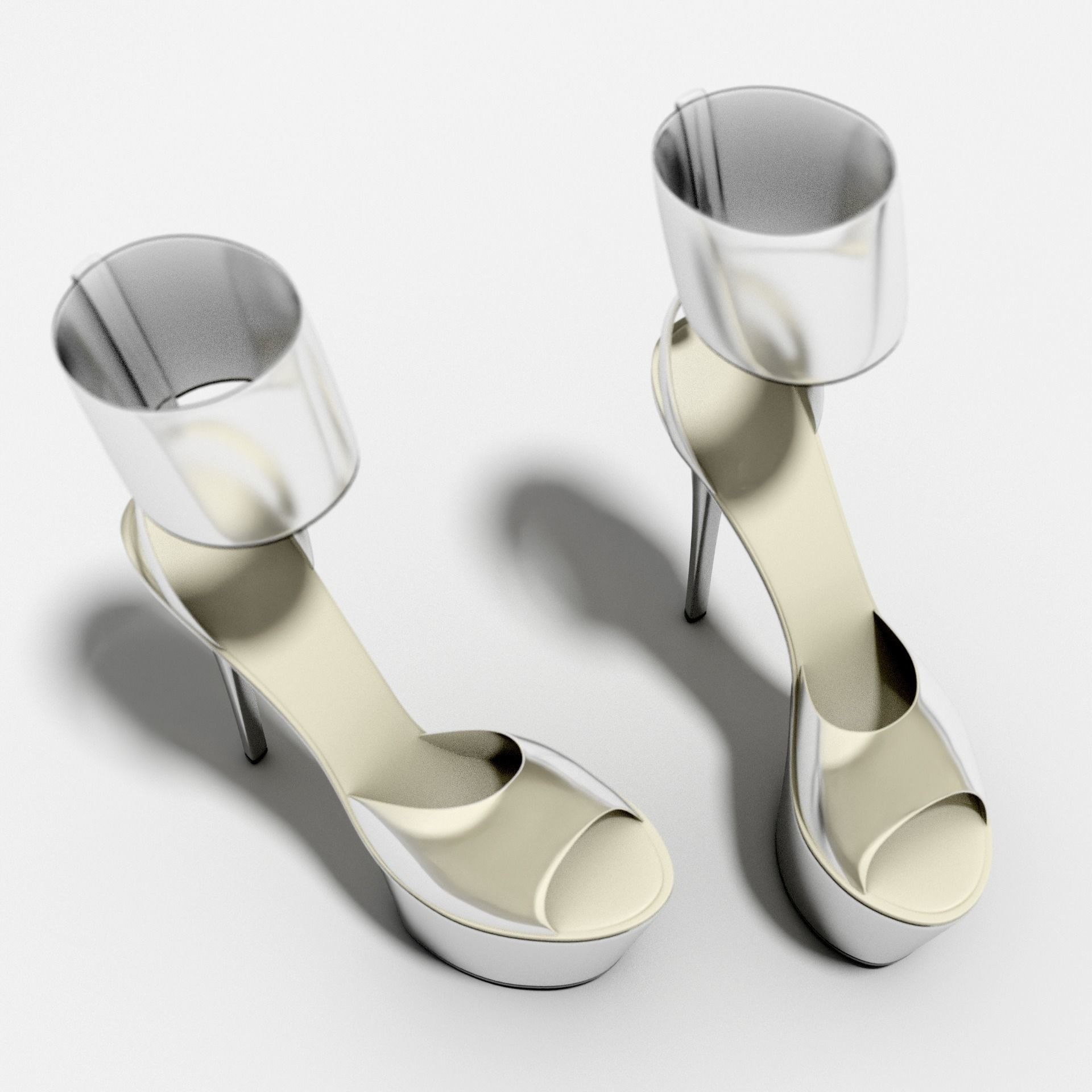 Women Clear Platform High Heel Sandals 3D model_5