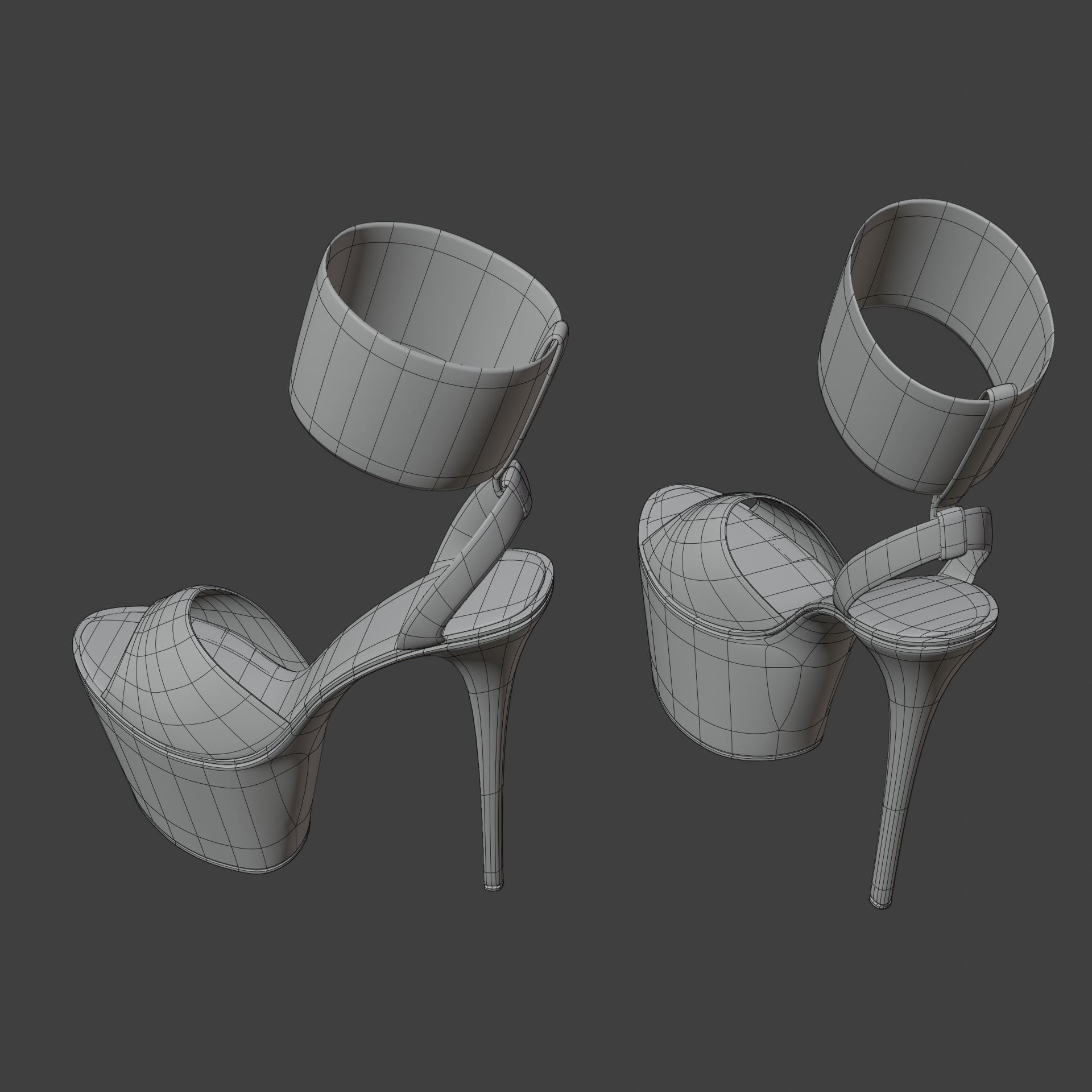 Women Clear Platform High Heel Sandals 3D model_9