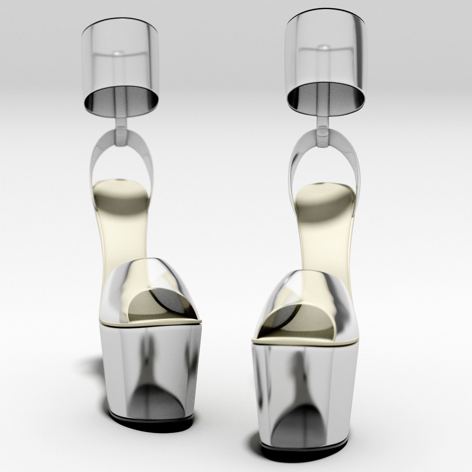 Women Clear Platform High Heel Sandals 3D model_4