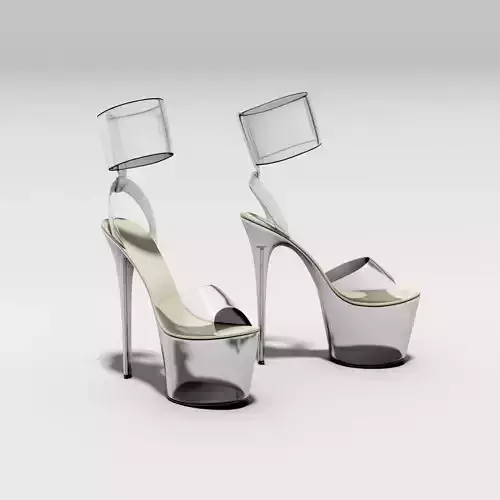 Women Clear Platform High Heel Sandals 3D model