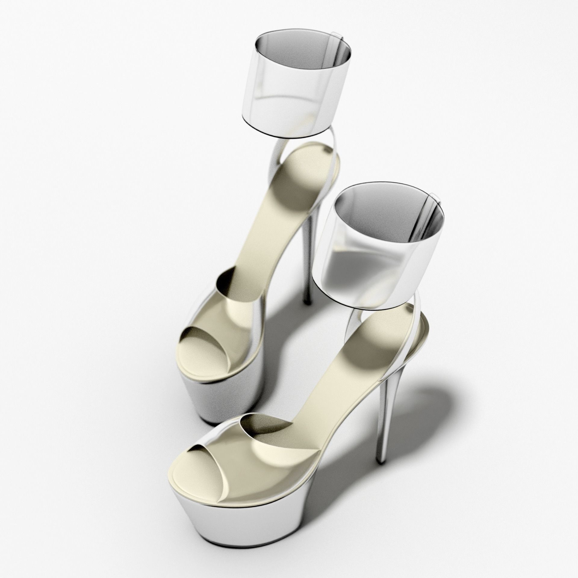 Women Clear Platform High Heel Sandals 3D model_1
