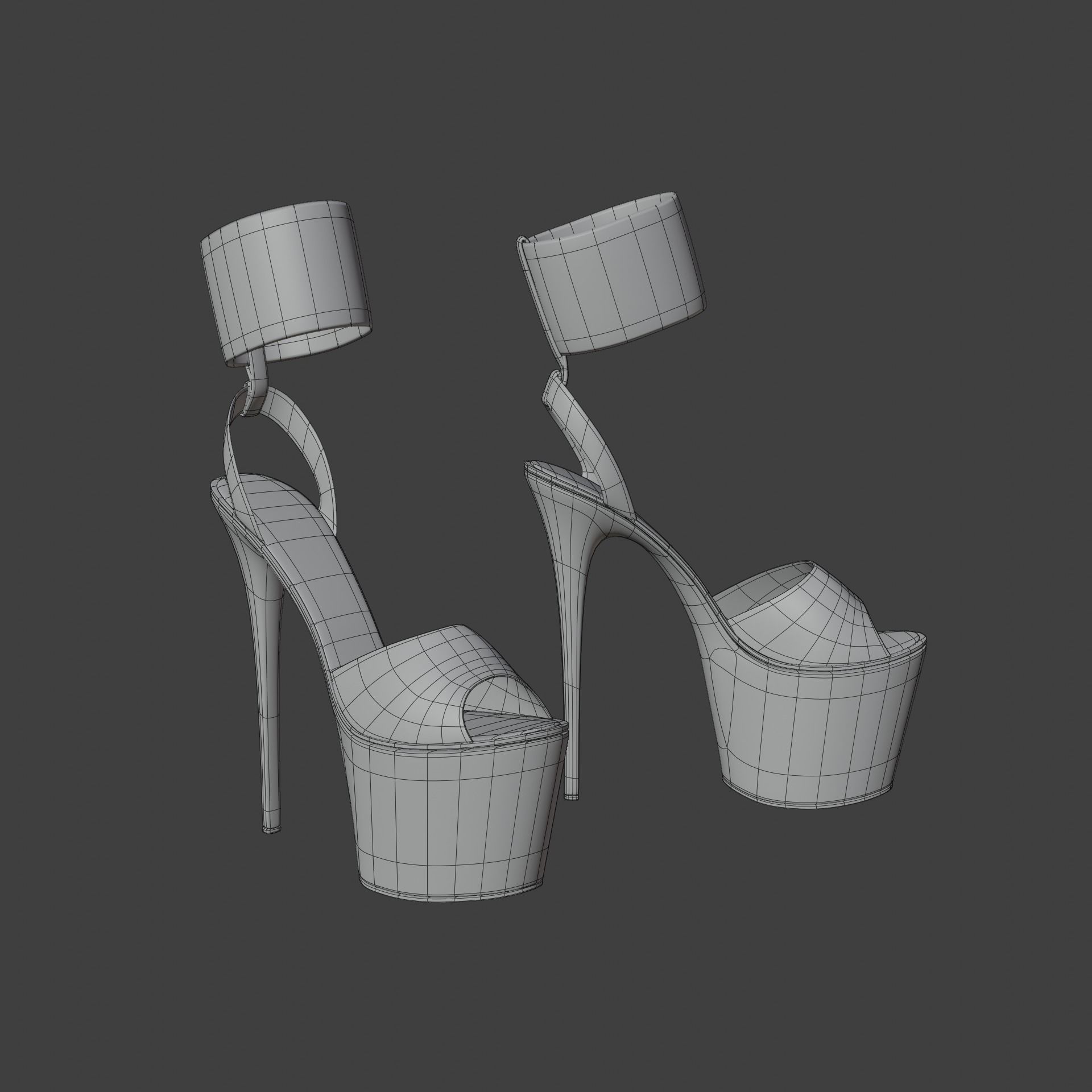 Women Clear Platform High Heel Sandals 3D model_7