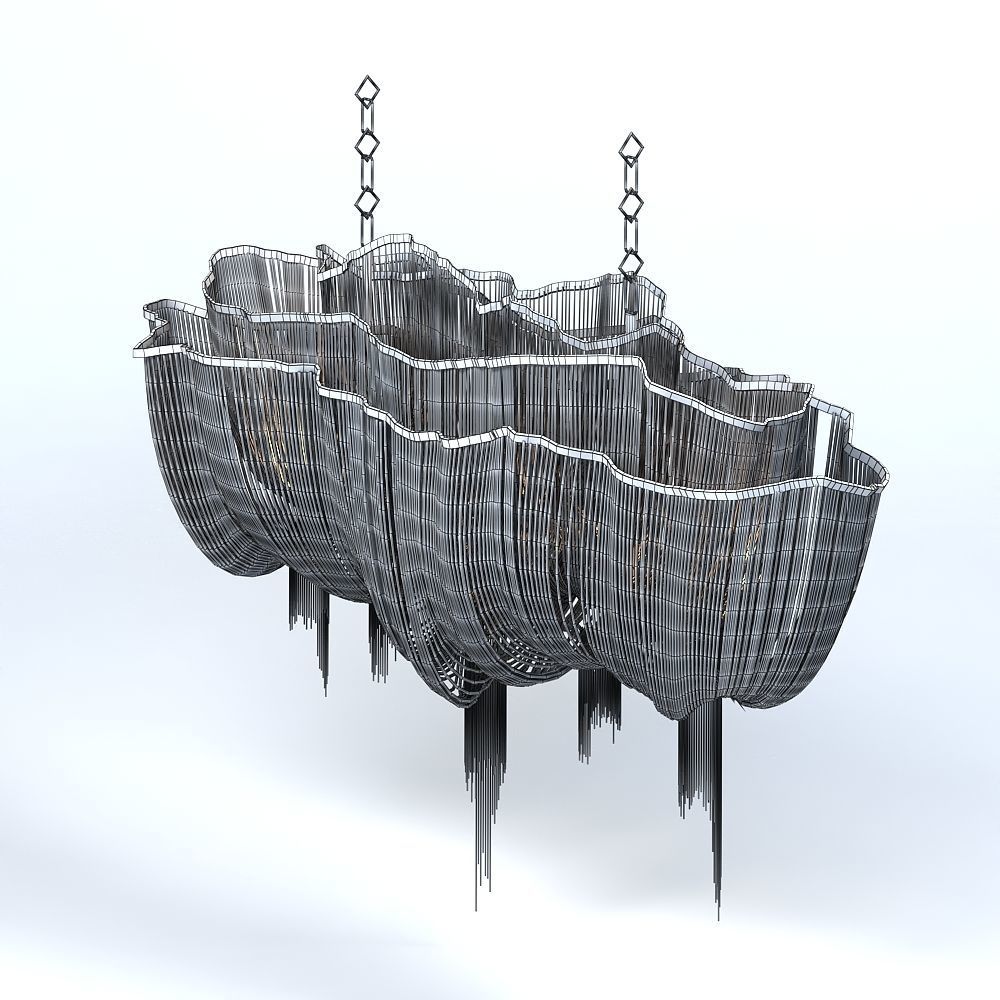 Chandlier chandelier made of glass and metal 3D model_2