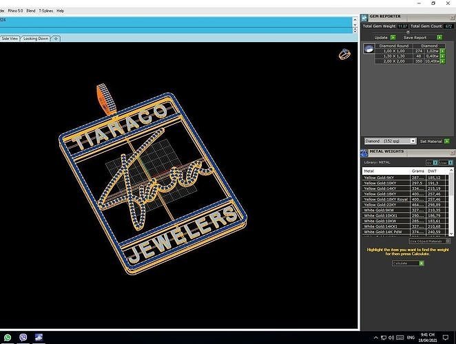PendantTiara gold and diamond tag 3D print model