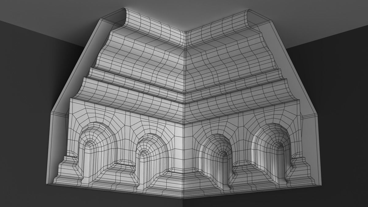 Cornice Moulding 3D Model with Arch Elements 3D model_3