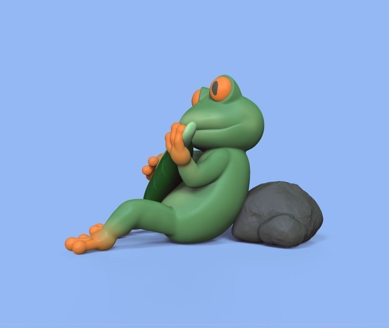 Musician Frog 3D print model_1