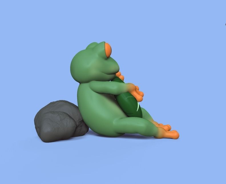 Musician Frog 3D print model_3