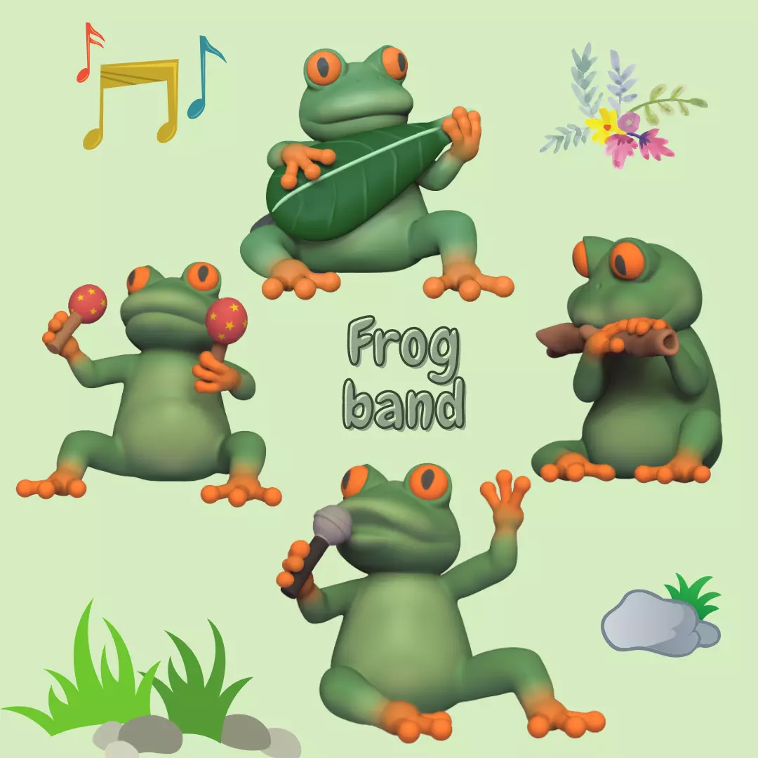 Frog Band 3D print model_0