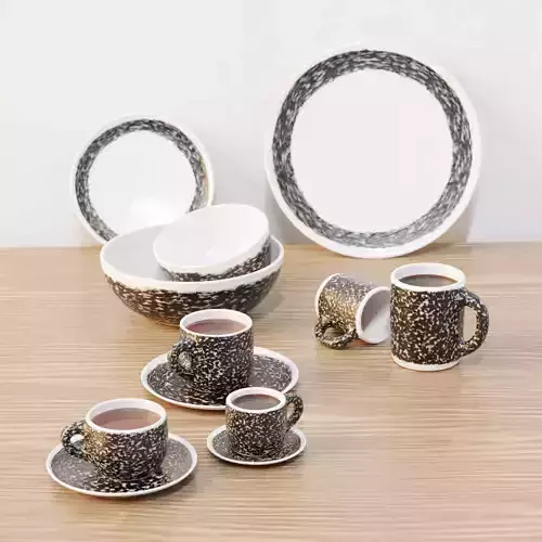 Simple modern ceramic dish set  3D model