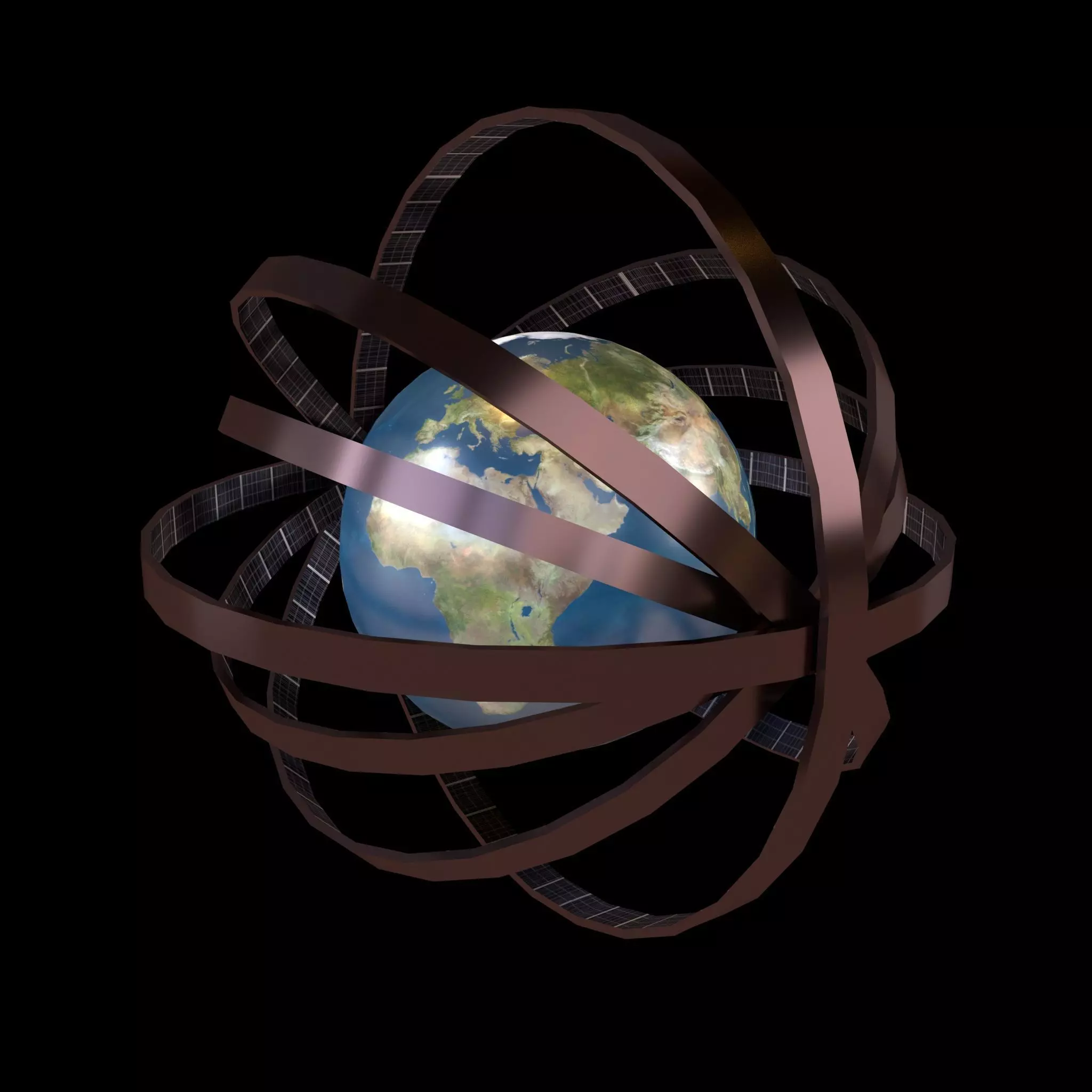 Earth With Dyson Sphere v1 001 Low-poly 3D model_0