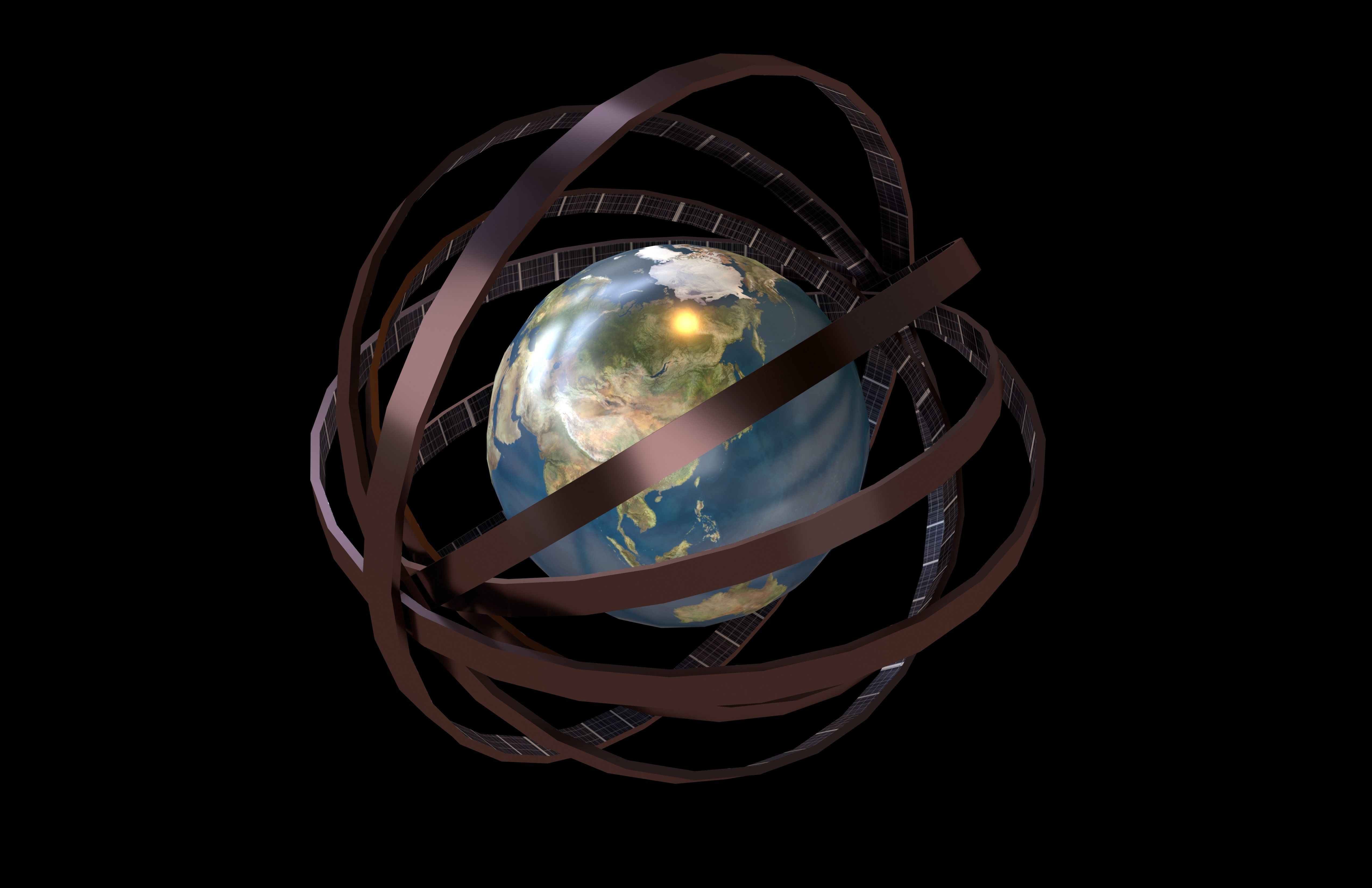 Earth With Dyson Sphere v1 001 Low-poly 3D model_2