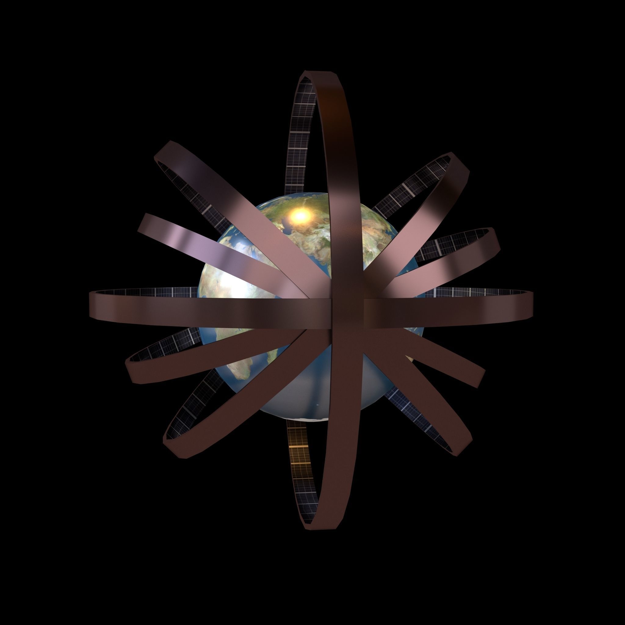 Earth With Dyson Sphere v1 001 Low-poly 3D model_1