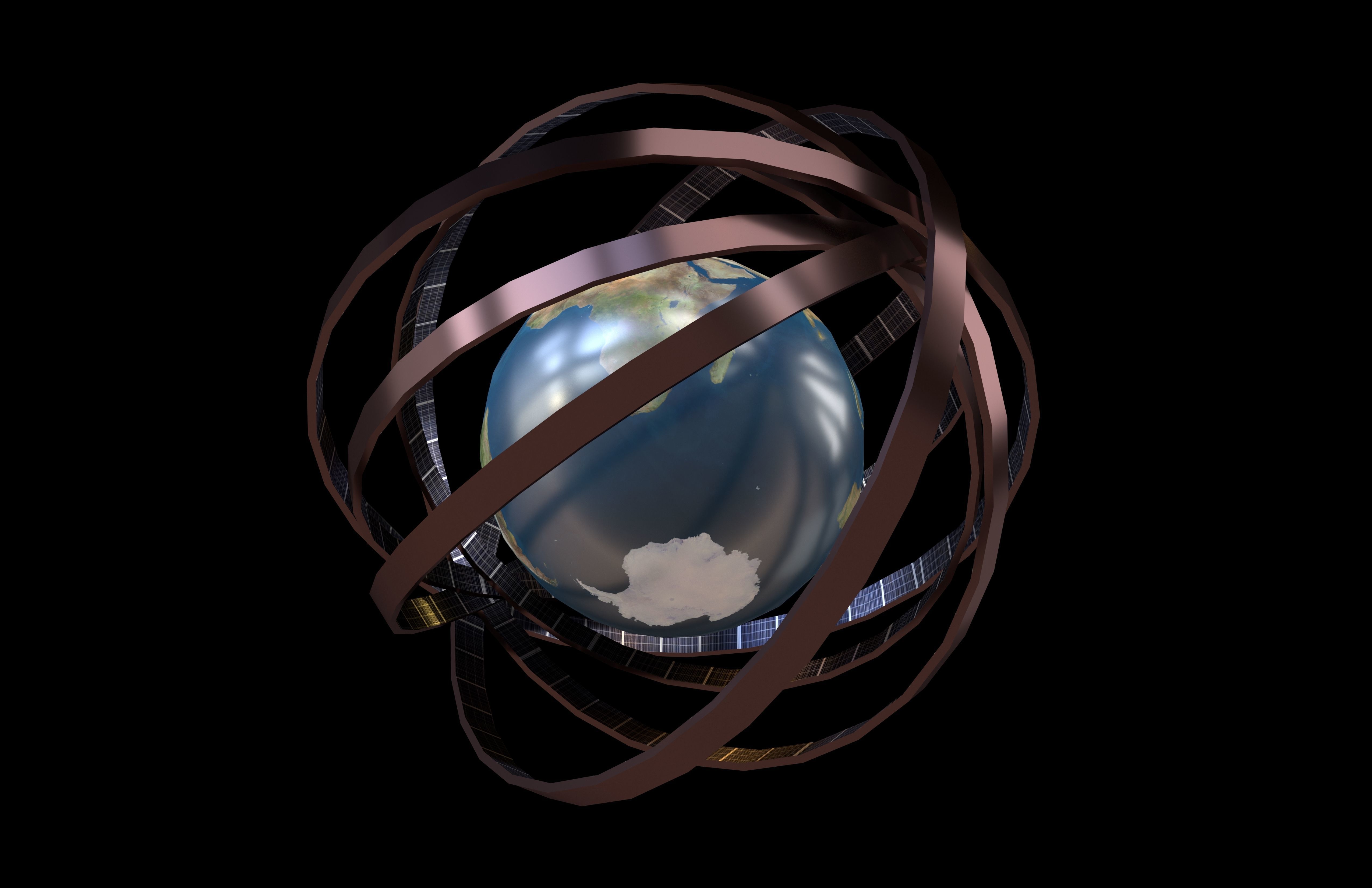 Earth With Dyson Sphere v1 001 Low-poly 3D model_4