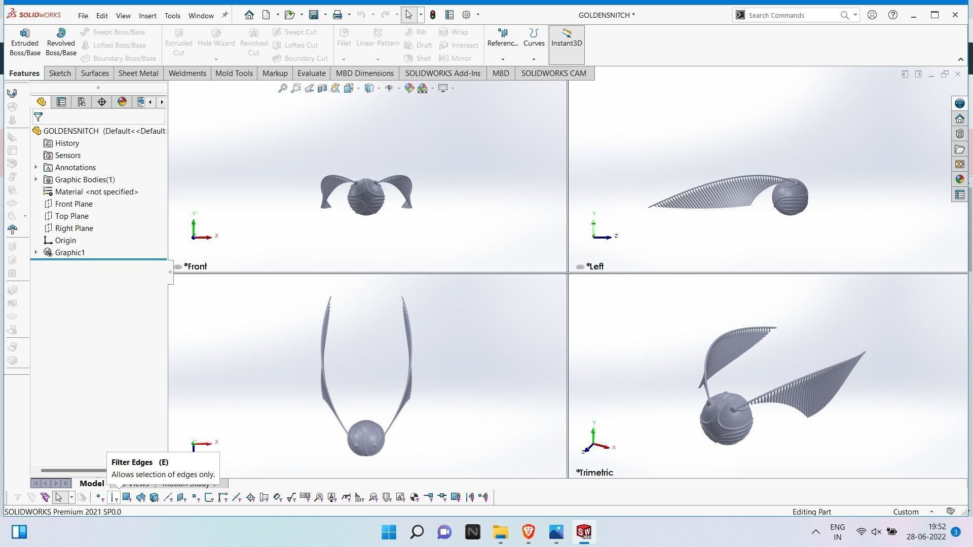 Golden snitch from Harry Potter 3D model_4