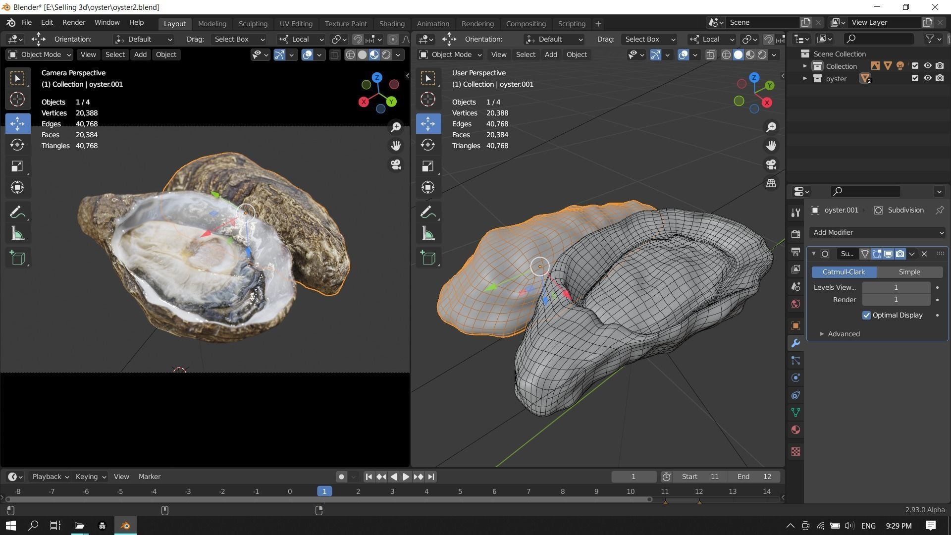 Fresh oyster Low-poly 3D model_21