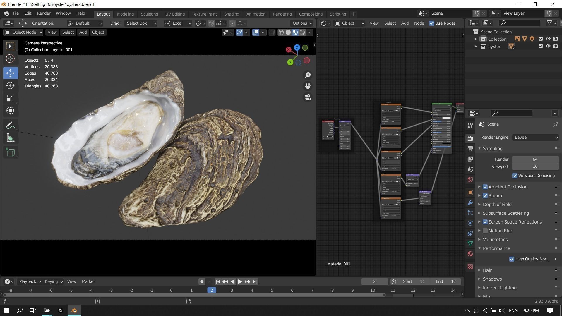 Fresh oyster Low-poly 3D model_19