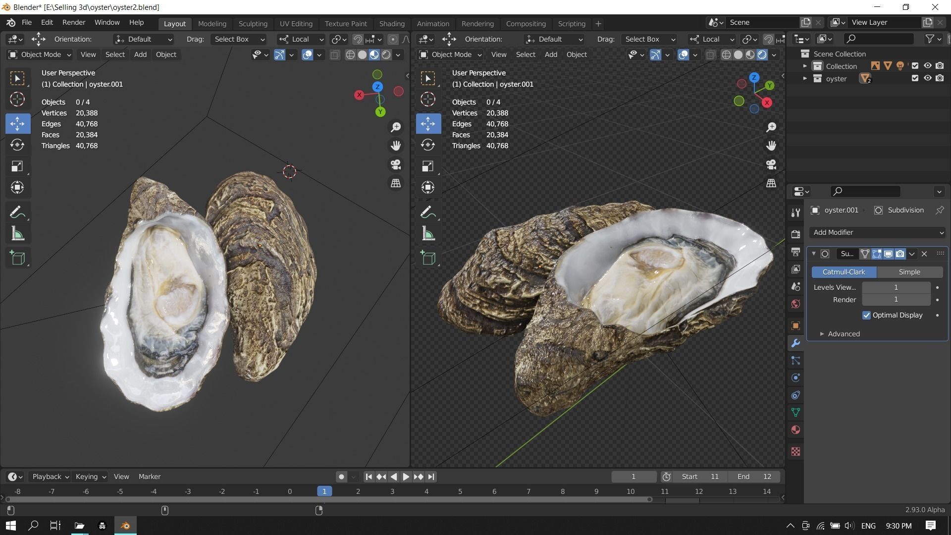 Fresh oyster Low-poly 3D model_20