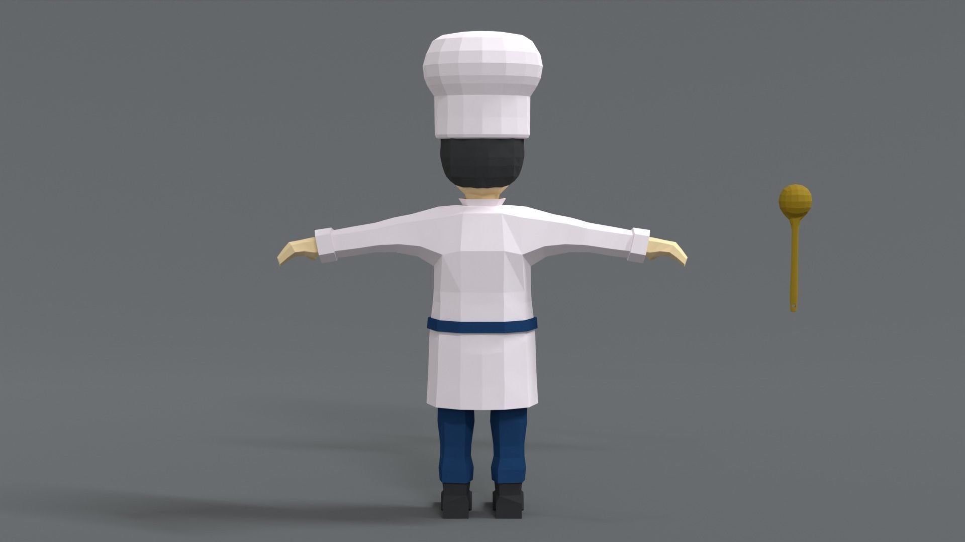 Low Poly Cartoon Chef Low-poly 3D model_4