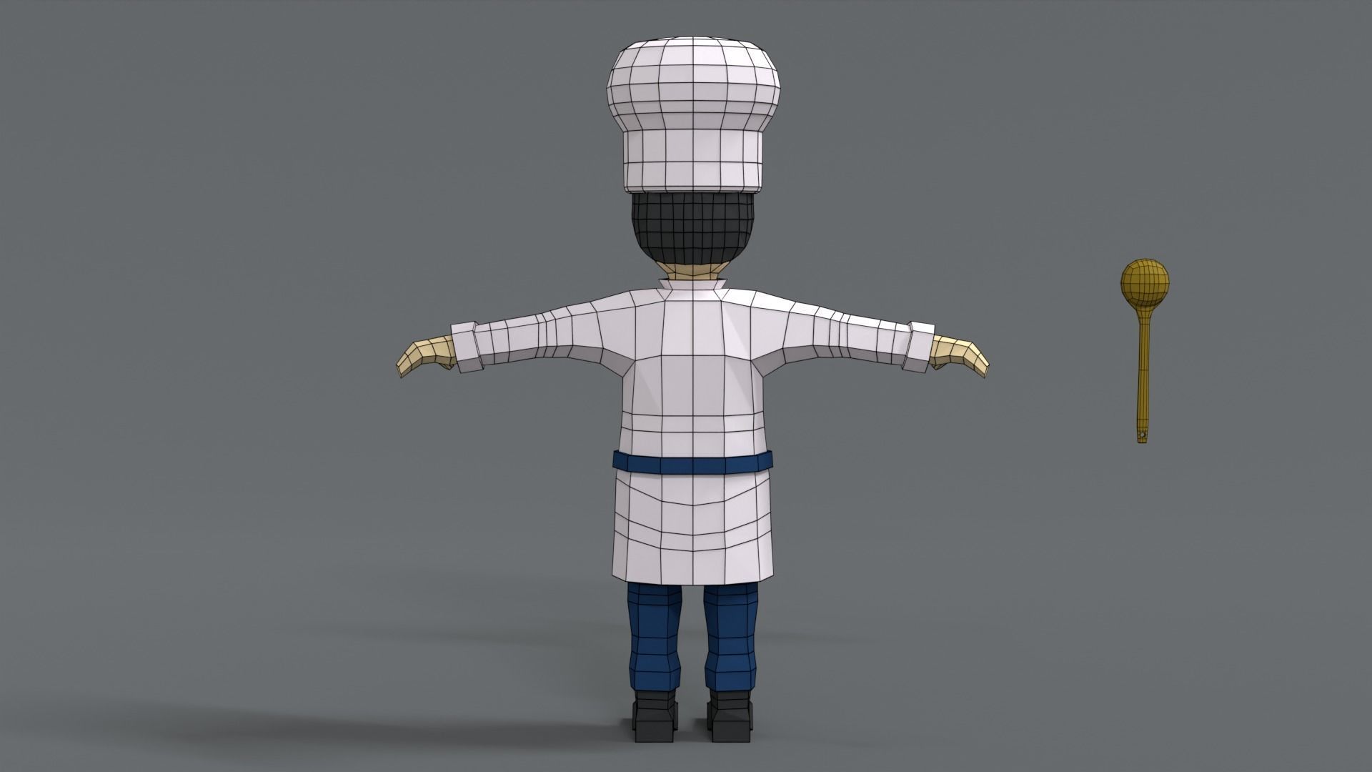 Low Poly Cartoon Chef Low-poly 3D model_13