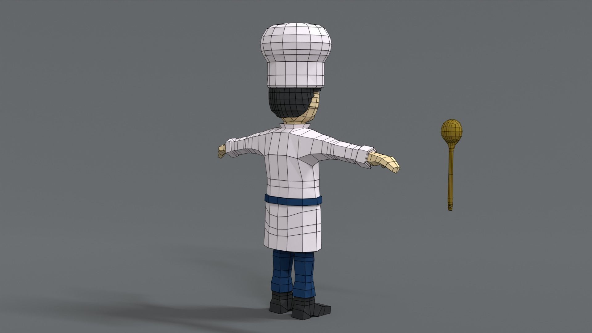 Low Poly Cartoon Chef Low-poly 3D model_14