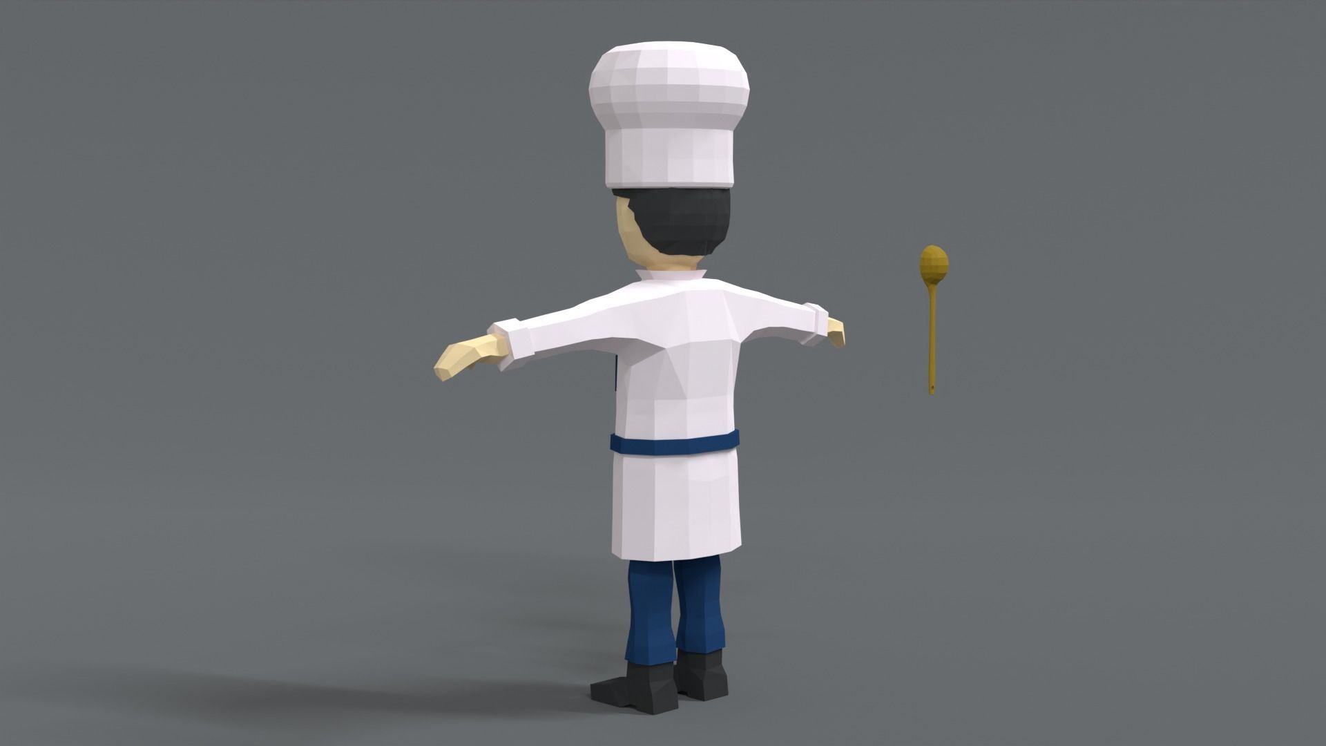 Low Poly Cartoon Chef Low-poly 3D model_3