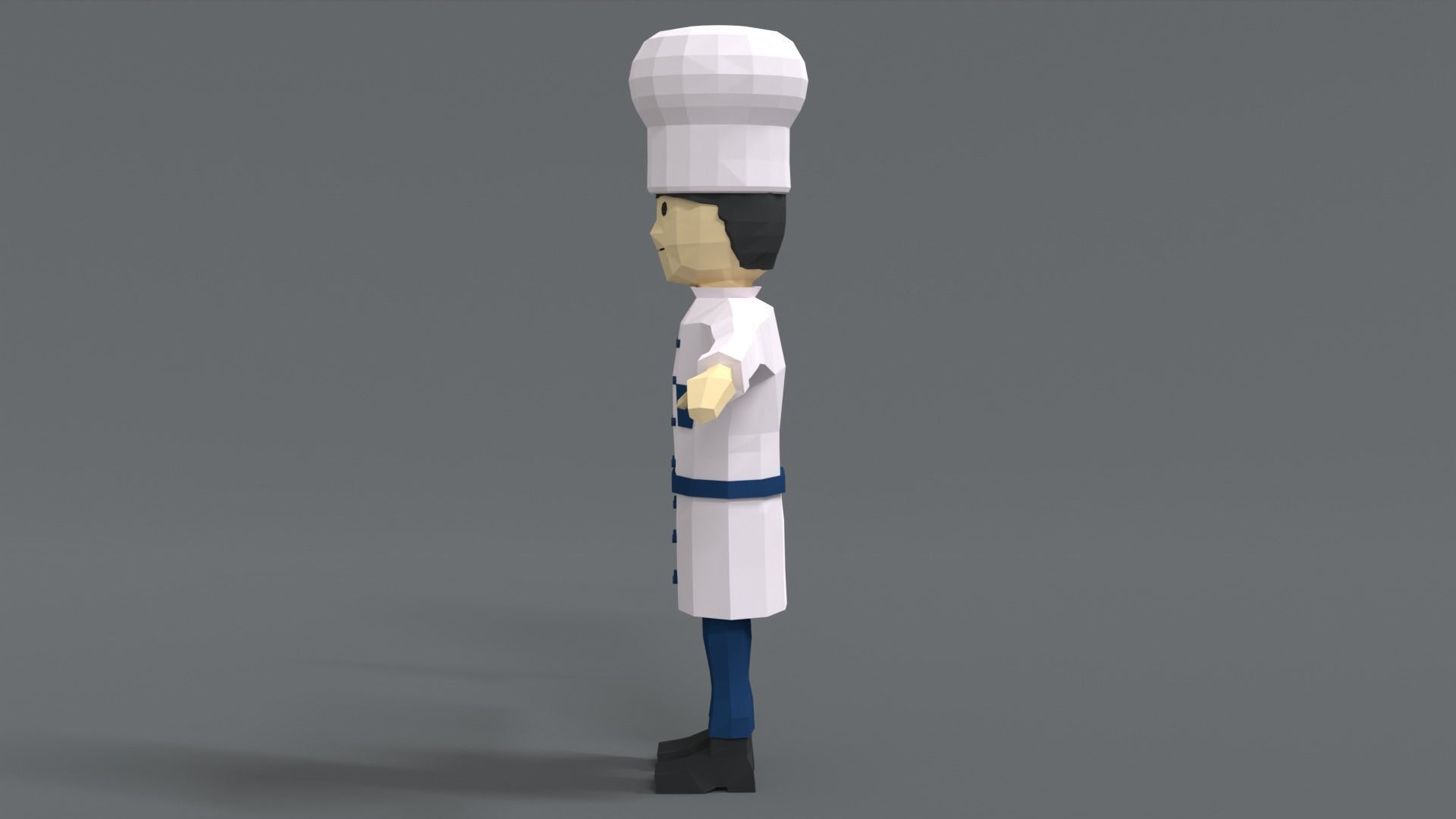 Low Poly Cartoon Chef Low-poly 3D model_2
