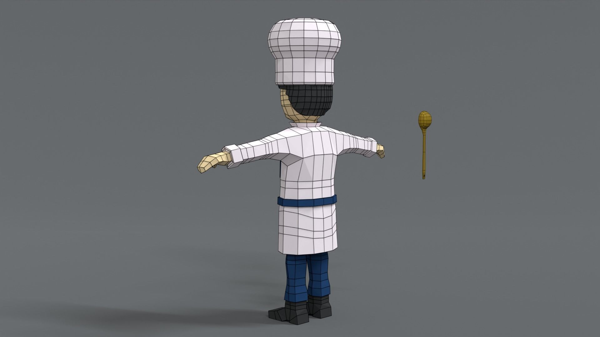 Low Poly Cartoon Chef Low-poly 3D model_12