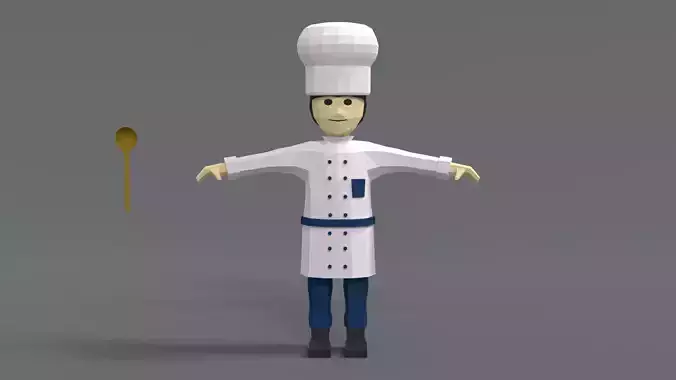 Low Poly Cartoon Chef