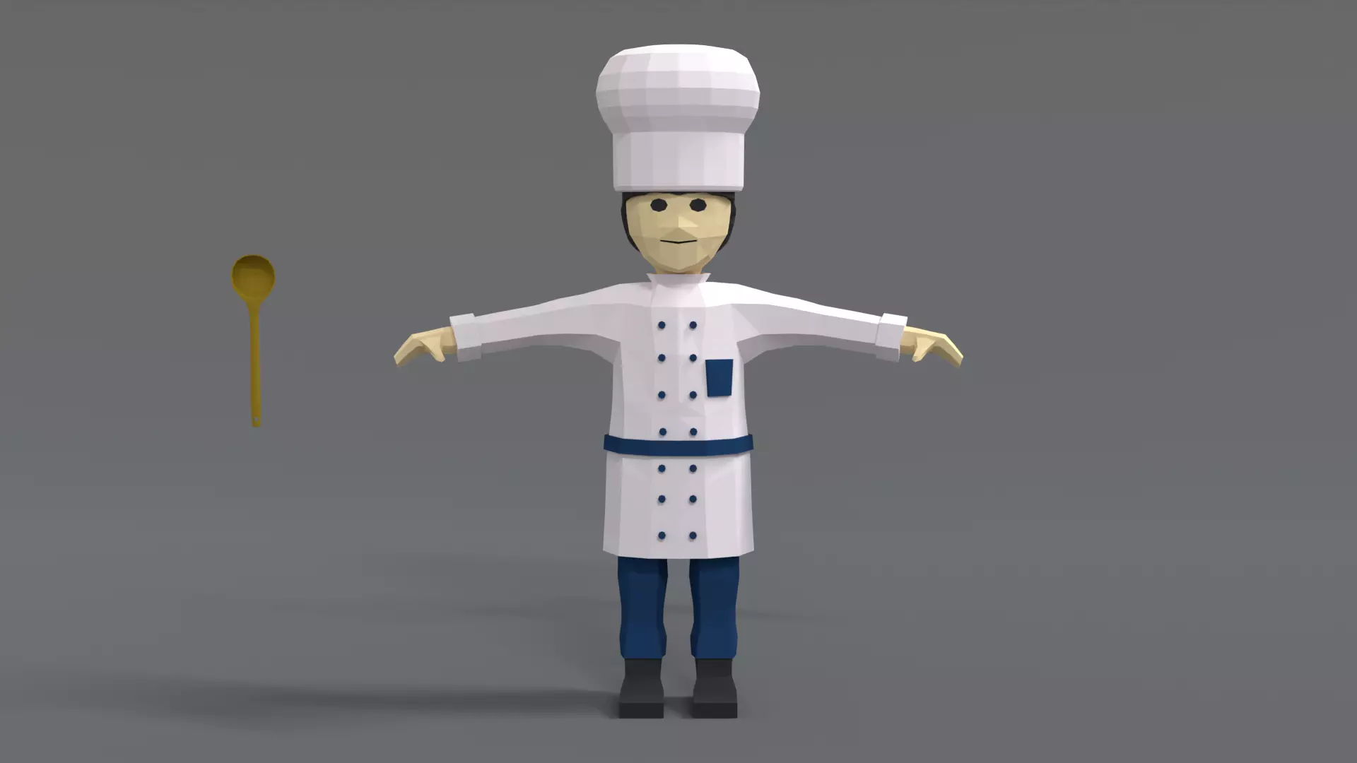 Low Poly Cartoon Chef Low-poly 3D model_0
