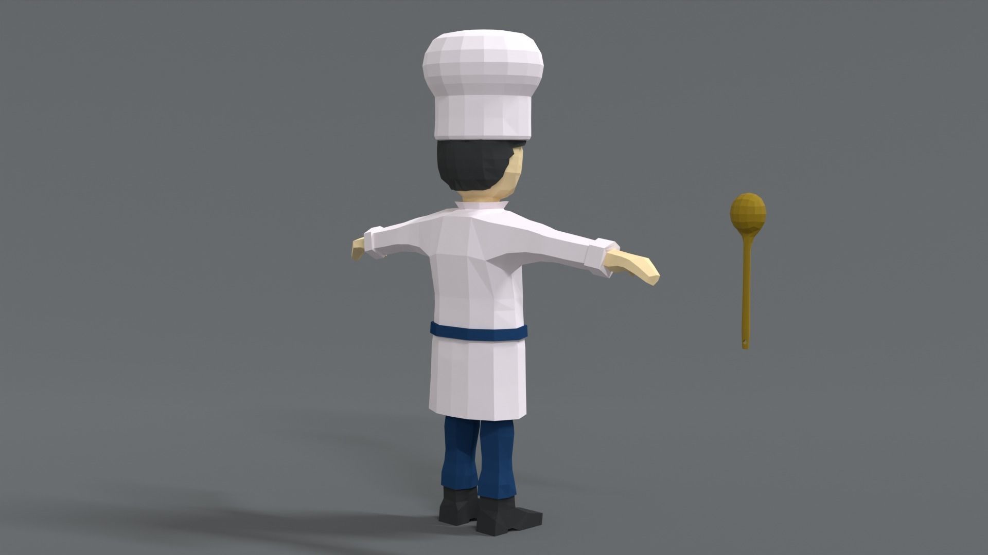 Low Poly Cartoon Chef Low-poly 3D model_5