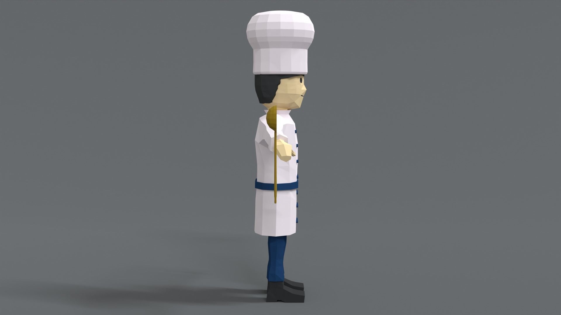 Low Poly Cartoon Chef Low-poly 3D model_6